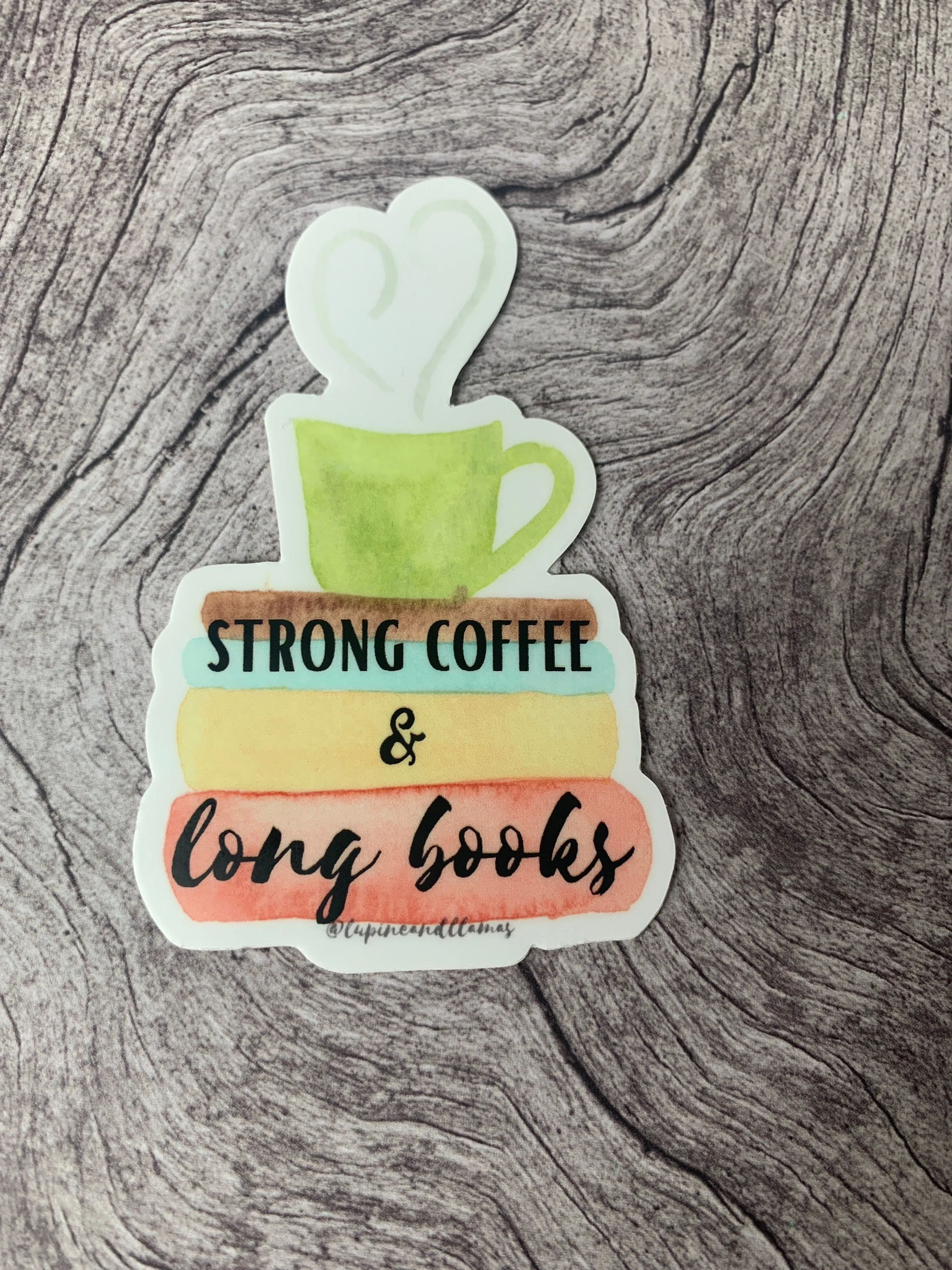 📚 Strong Coffee & Long Books 📚-Sticker