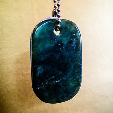 00018 Talisman of Jade and Steel "GRACE" Stamped Goddess Tag Necklace