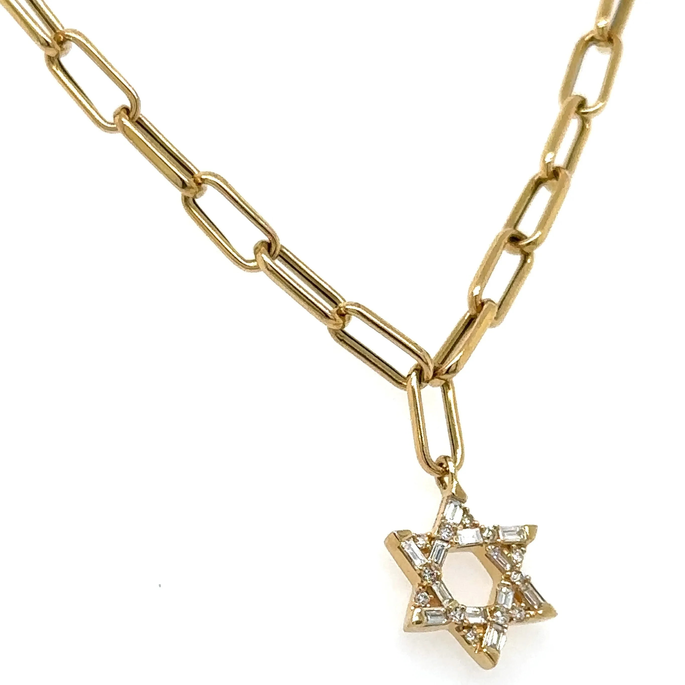 0.21ct tw Diamond Mix Shape Star Of David Pendant Necklace.