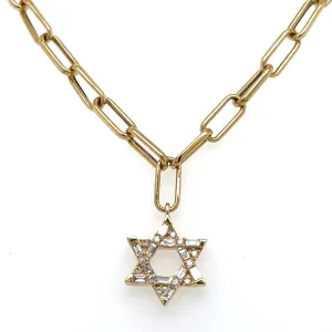 0.21ct tw Diamond Mix Shape Star Of David Pendant Necklace.