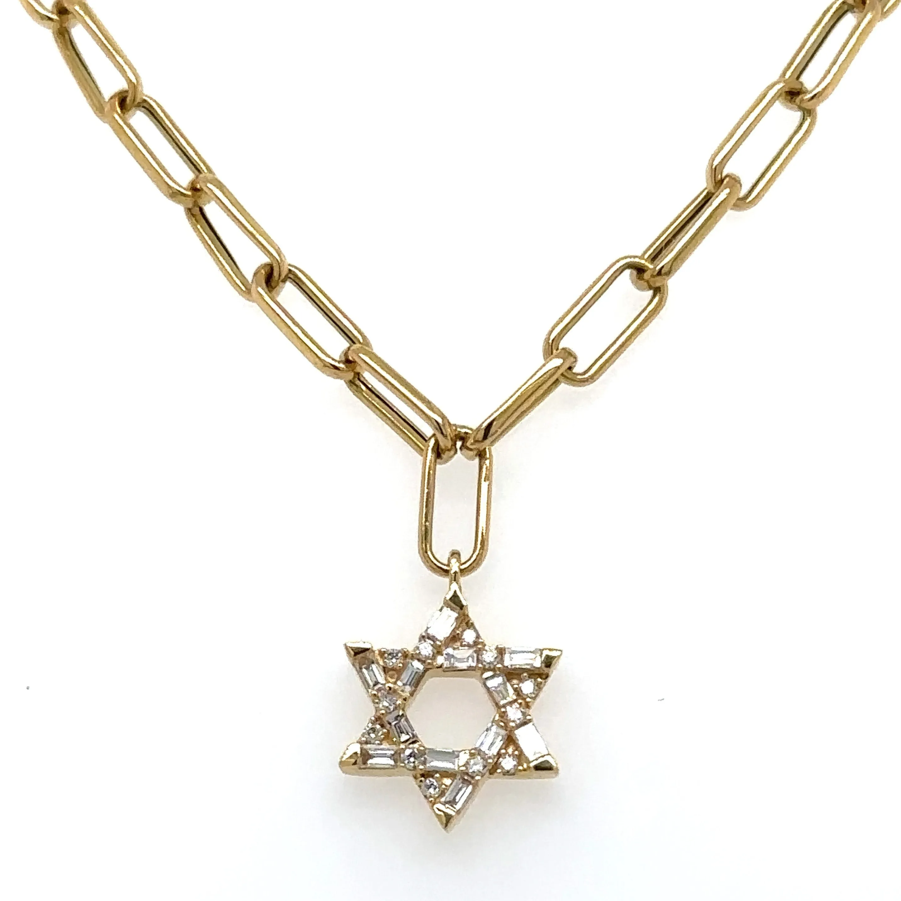 0.21ct tw Diamond Mix Shape Star Of David Pendant Necklace.