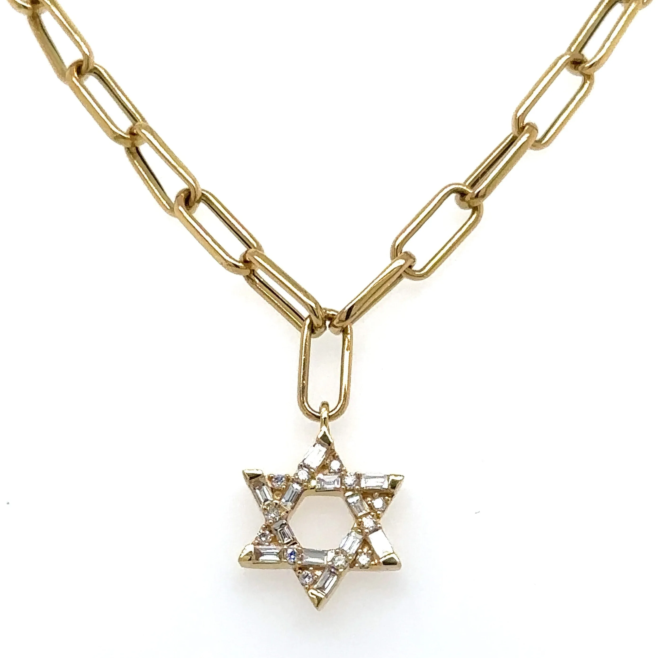 0.21ct tw Diamond Mix Shape Star Of David Pendant Necklace.