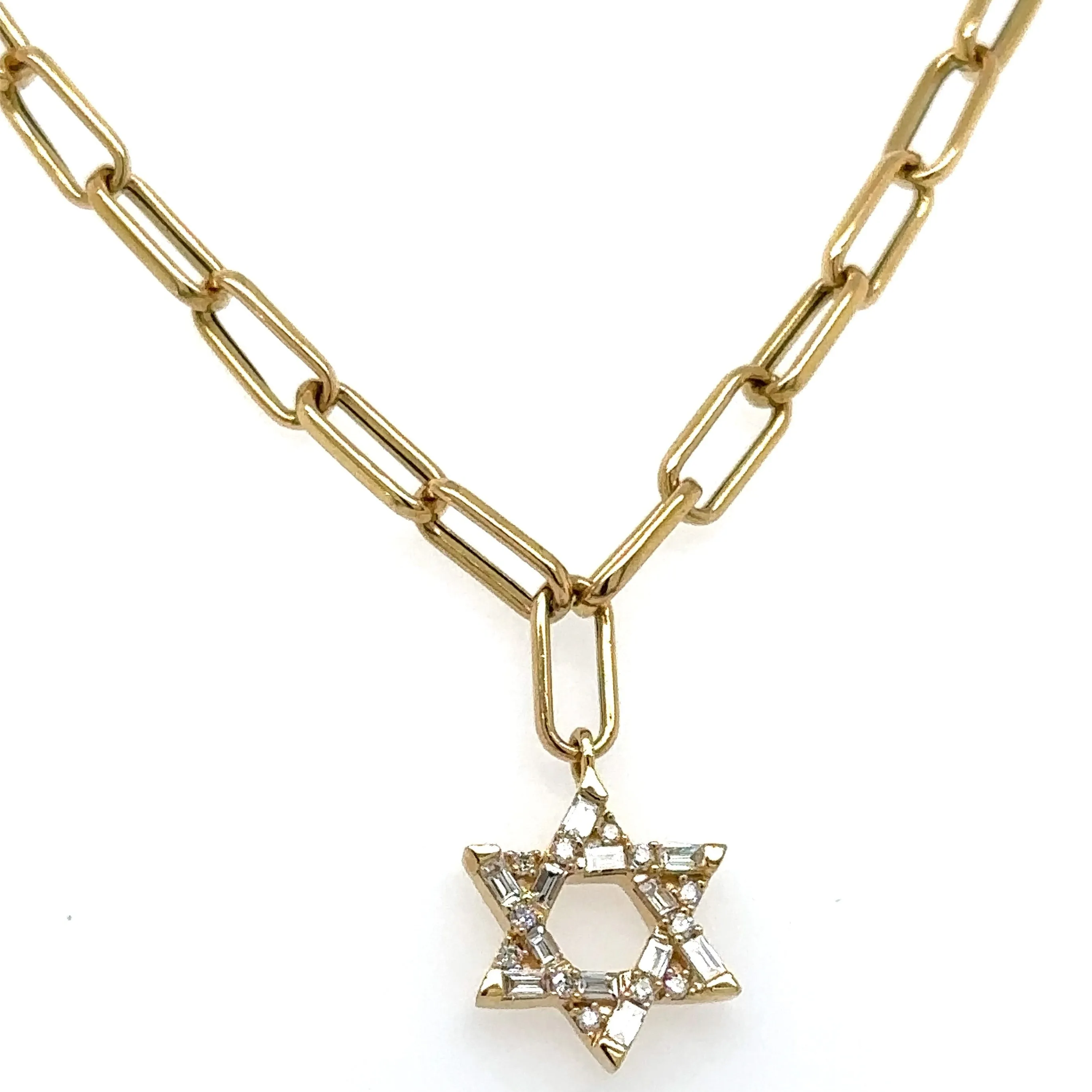 0.21ct tw Diamond Mix Shape Star Of David Pendant Necklace.