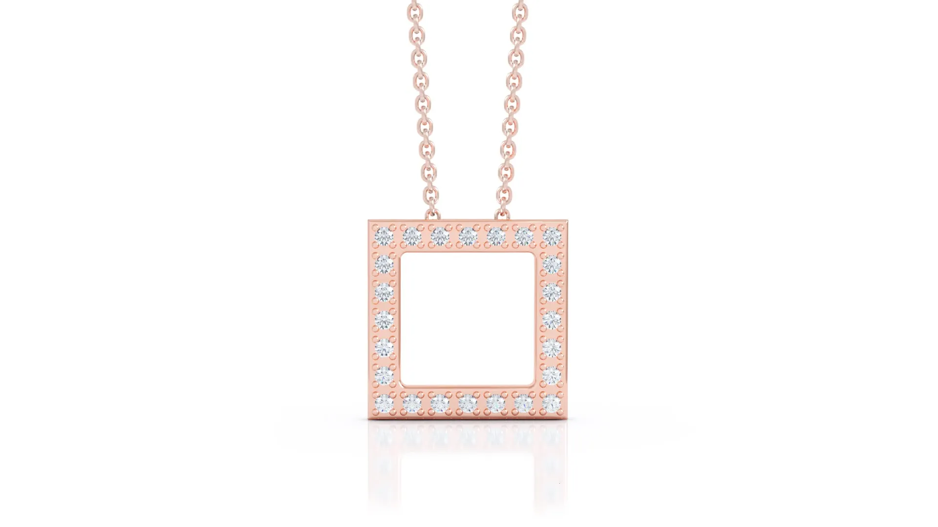 0.25Ct Diamond Square Pendant, 16"-18" in 14K Gold