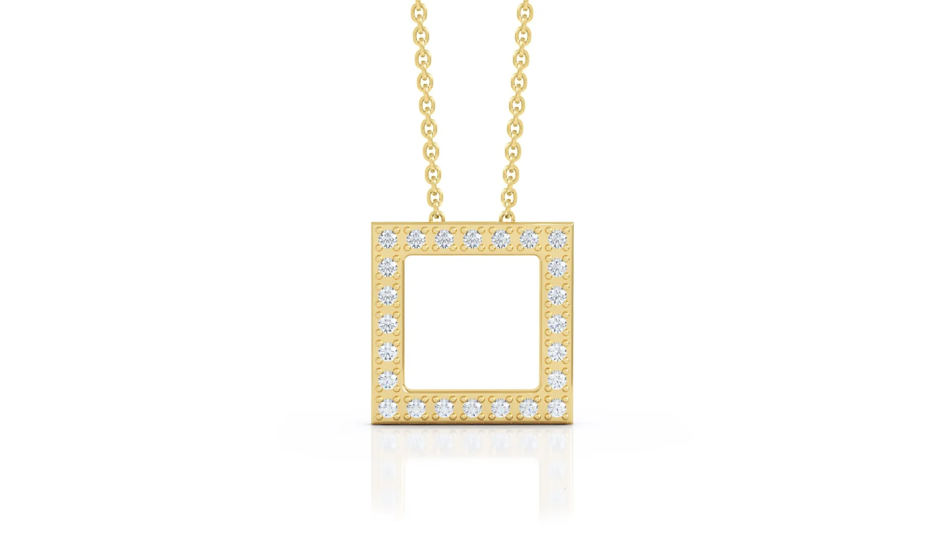 0.25Ct Diamond Square Pendant, 16"-18" in 14K Gold
