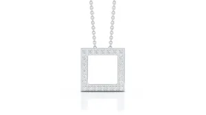 0.25Ct Diamond Square Pendant, 16"-18" in 14K Gold
