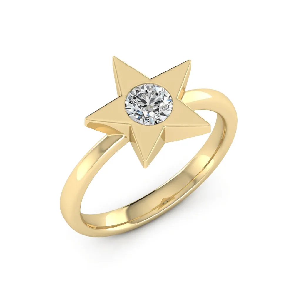 0.50 CTS DEW Round Cut Moissanite Engagement Ring