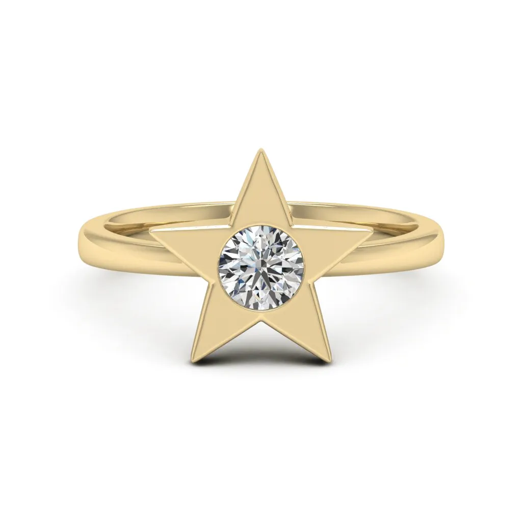 0.50 CTS DEW Round Cut Moissanite Engagement Ring