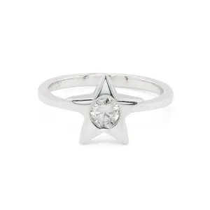 0.50 CTS DEW Round Cut Moissanite Engagement Ring