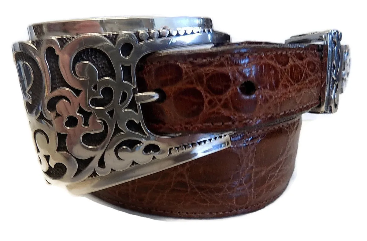 1” FILIGREE 3 Piece Buckle Set in .925 Sterling Silver
