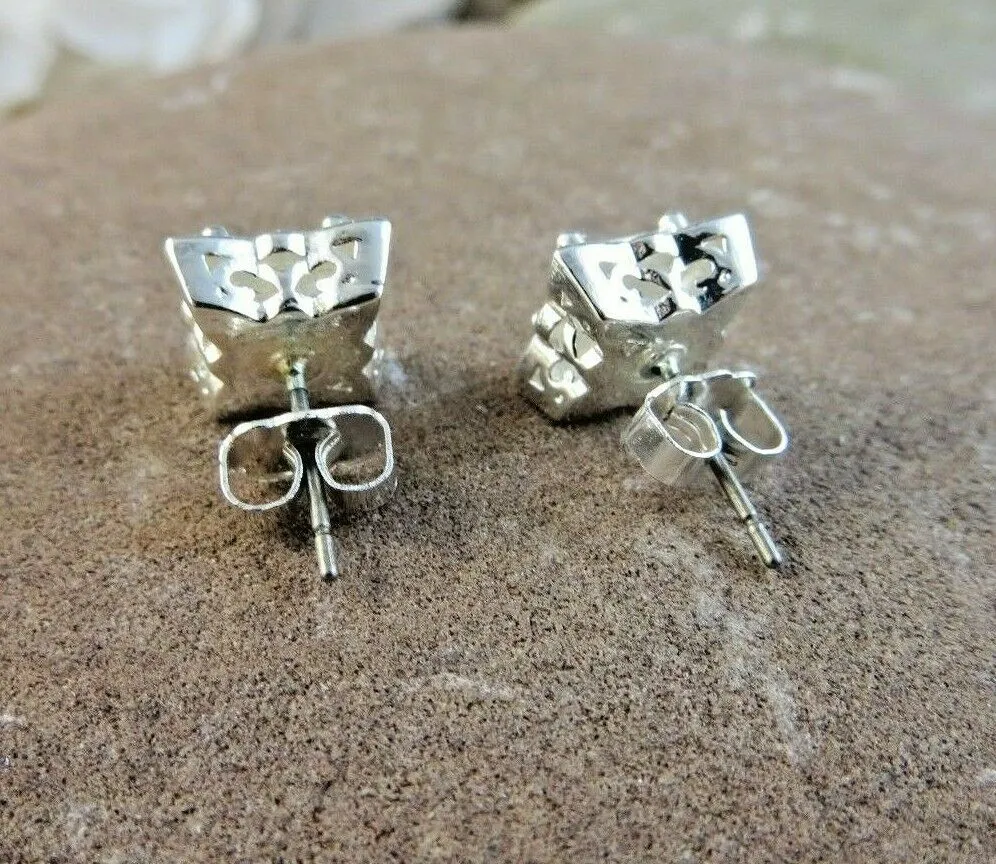 10% OFF- Sparkling! Vintage Avon Square White Gem Stone Post Stud Earrings
