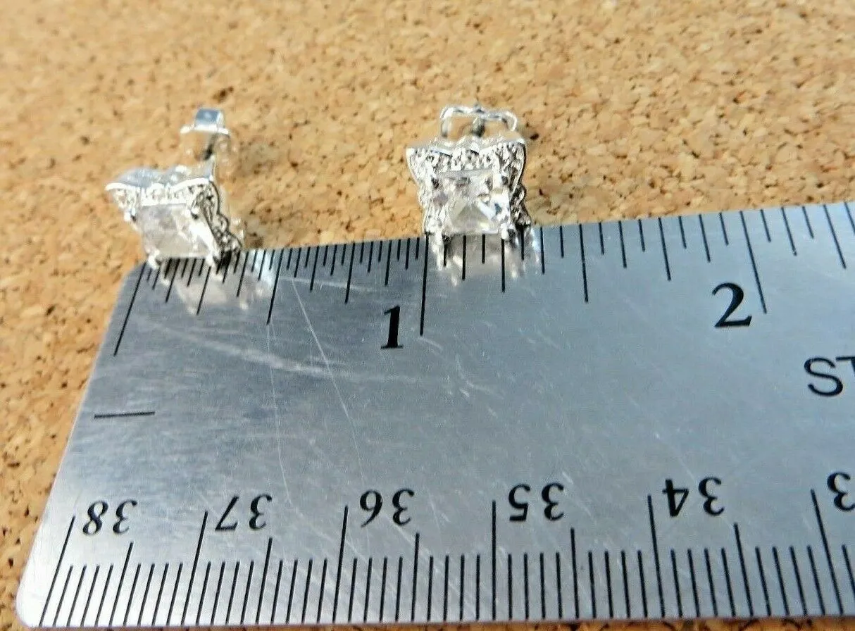 10% OFF- Sparkling! Vintage Avon Square White Gem Stone Post Stud Earrings