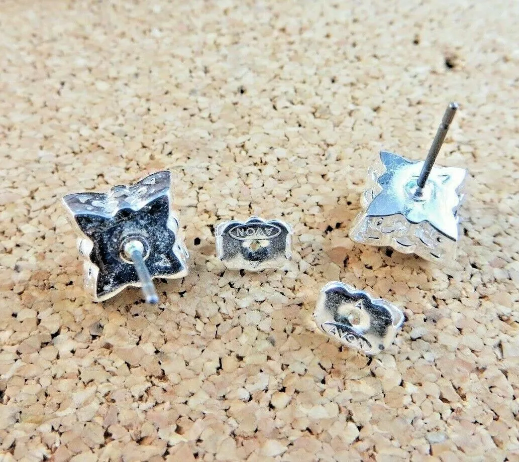 10% OFF- Sparkling! Vintage Avon Square White Gem Stone Post Stud Earrings