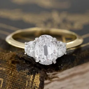 1.27ctw Oval Cut Diamond Trilogy Ring, GIA D VVS1