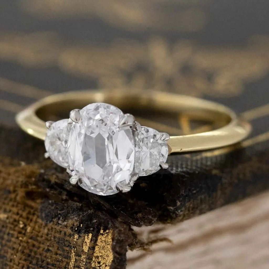 1.27ctw Oval Cut Diamond Trilogy Ring, GIA D VVS1