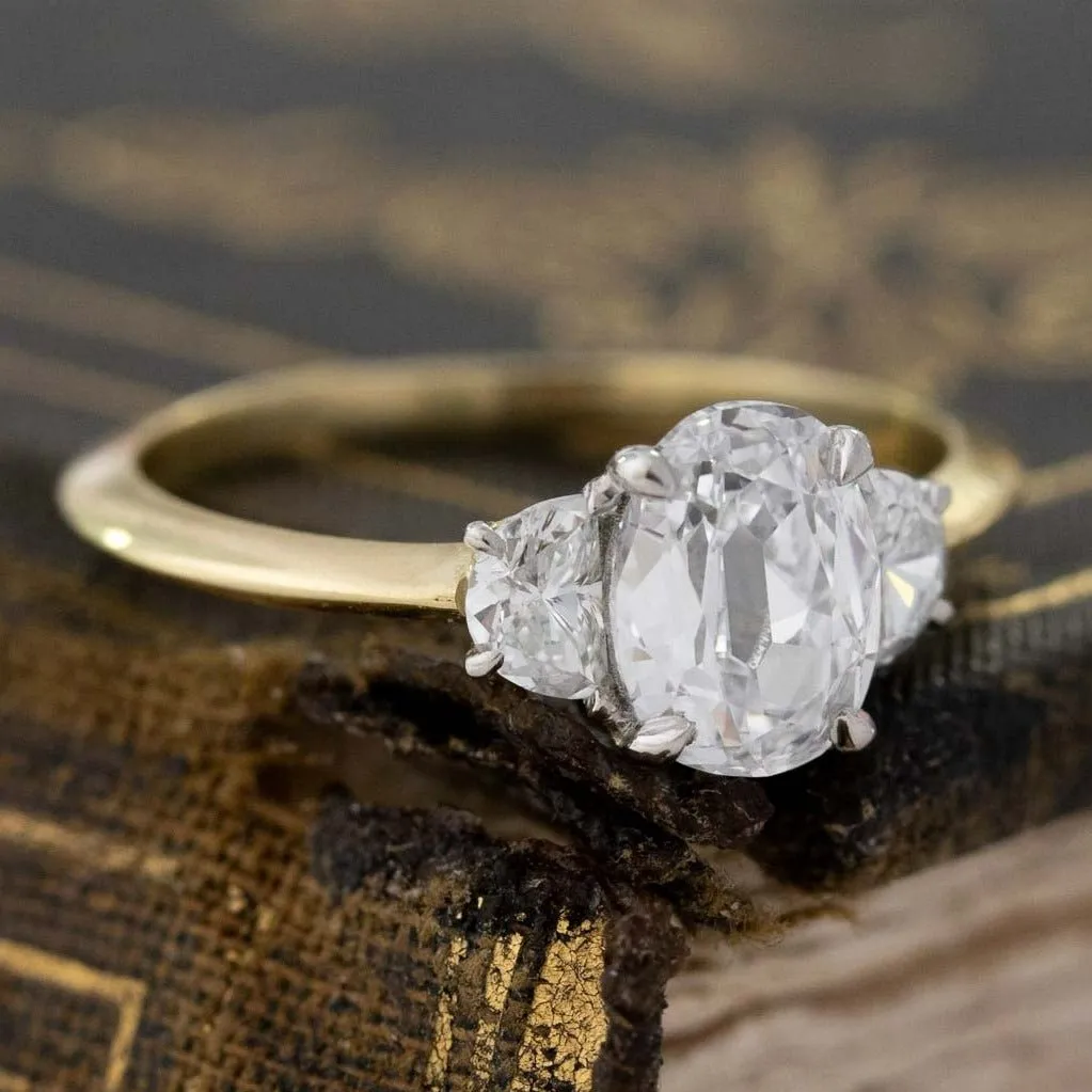 1.27ctw Oval Cut Diamond Trilogy Ring, GIA D VVS1