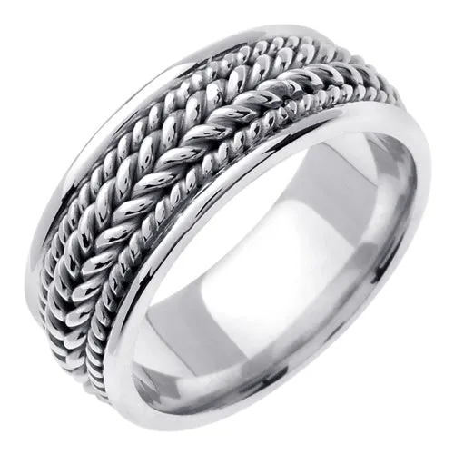 14k White/Yellow Hand Braided Ring Band