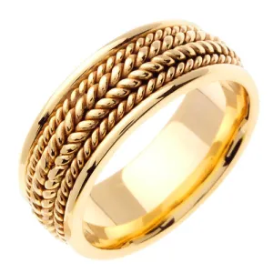 14k White/Yellow Hand Braided Ring Band