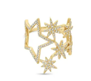 14KT Gold Diamond Star Cocktail Ring
