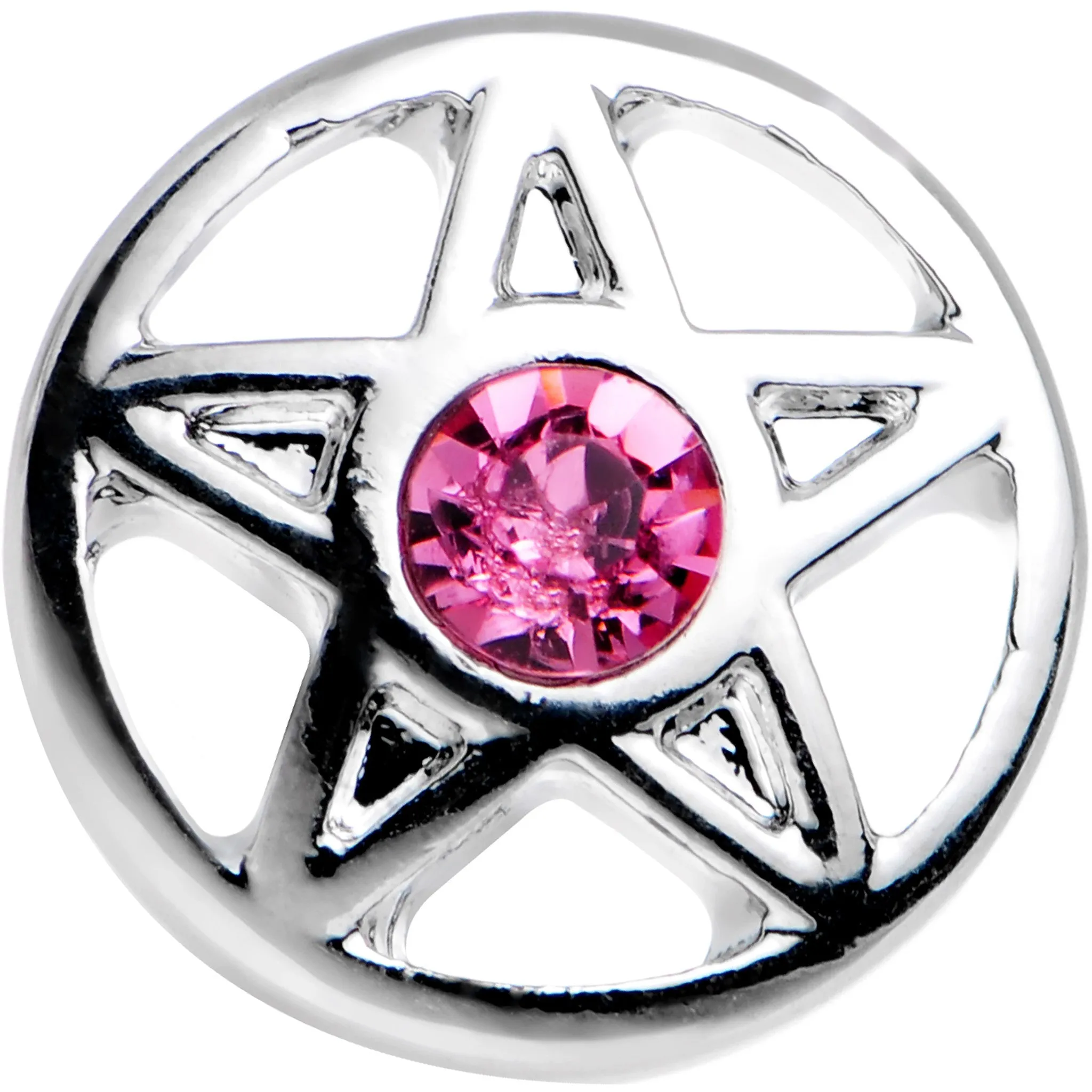 16 Gauge 5/16 Pink Gem Pentacle Star Cartilage Earring