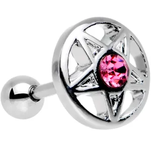 16 Gauge 5/16 Pink Gem Pentacle Star Cartilage Earring