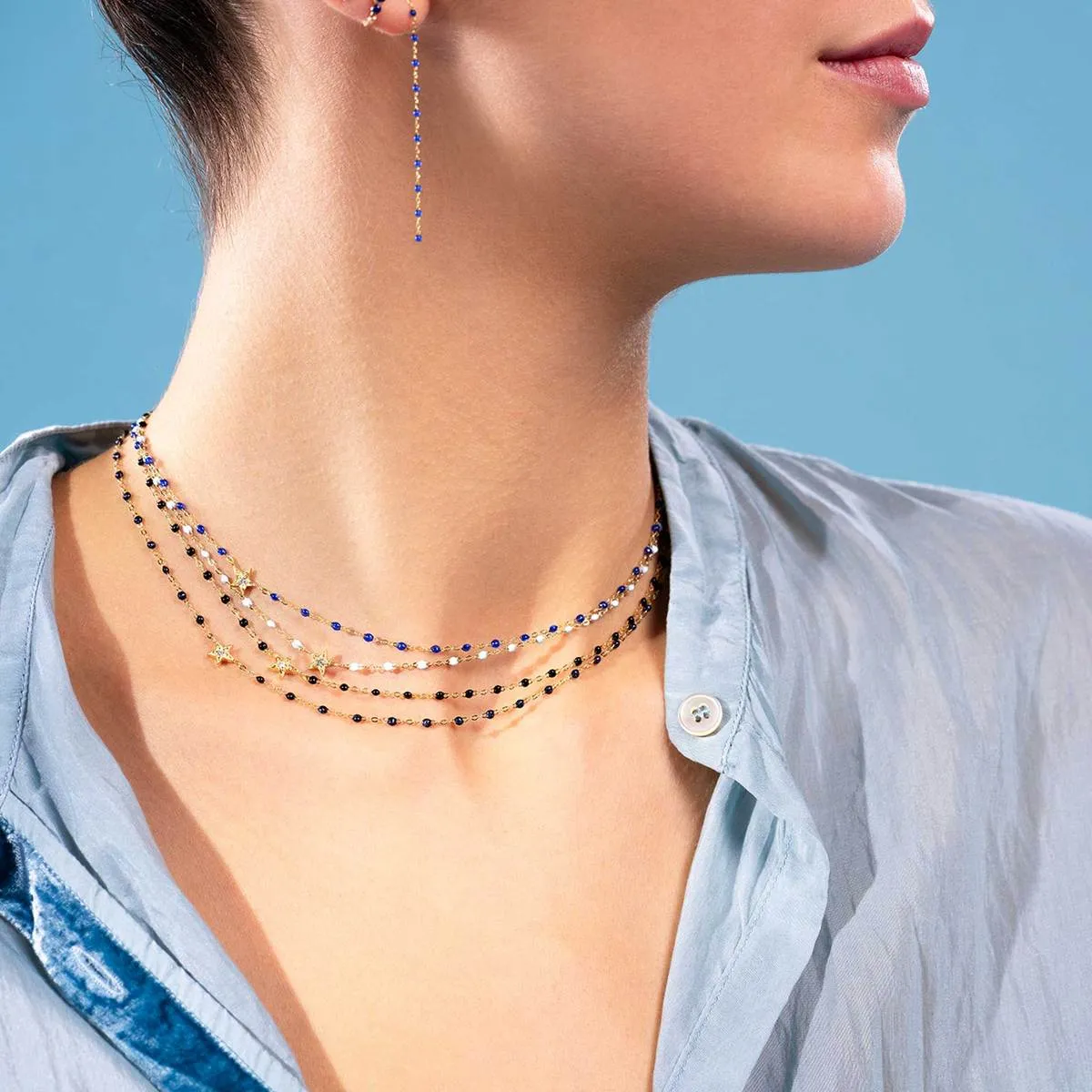 16.5" Star Classic Gigi Necklace - Emerald   Yellow Gold
