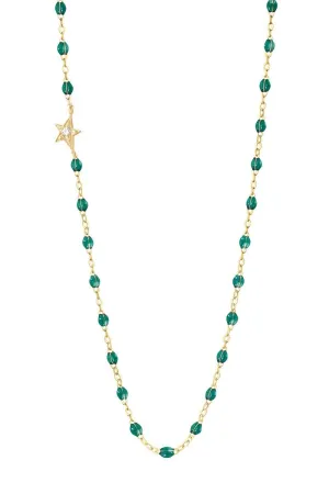 16.5" Star Classic Gigi Necklace - Emerald   Yellow Gold