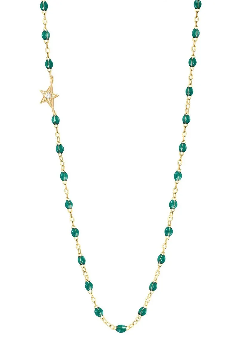 16.5" Star Classic Gigi Necklace - Emerald   Yellow Gold