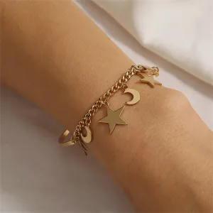 18K Gold-Plated Moon Star Chain Bracelet