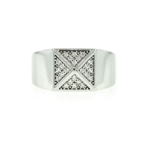 18k White Gold Diamond Ring St Marks for Men