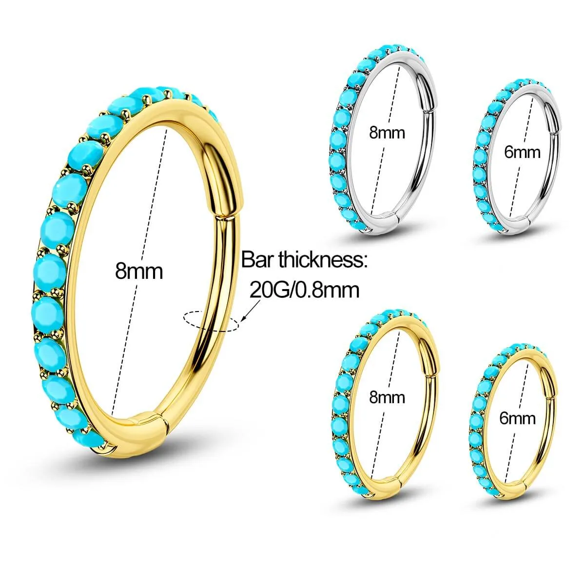 20G Turquoise Hinged Segment Nose Ring