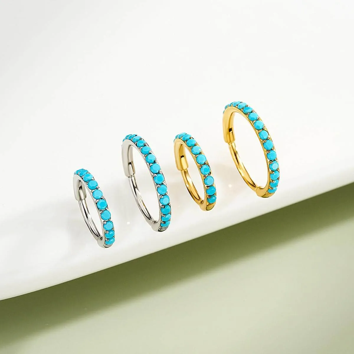 20G Turquoise Hinged Segment Nose Ring
