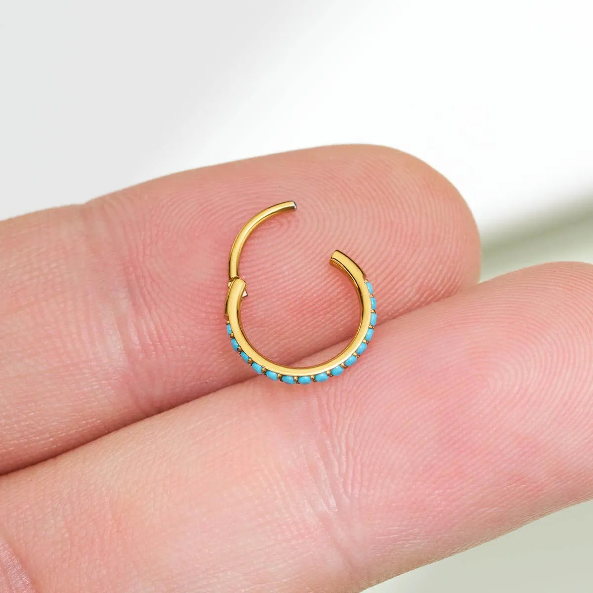 20G Turquoise Hinged Segment Nose Ring