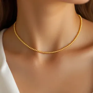 2MM | Anti-Tarnish Gold-Filled classic Ball Beaded Choker/Necklace