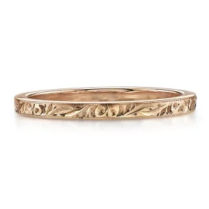 2mm. Engraved Rose Gold Wedding Band