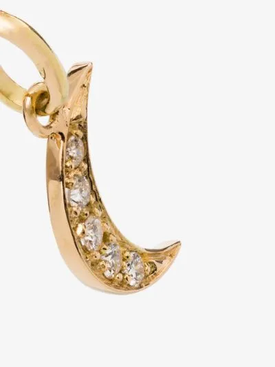 5 Diamond Crescent Moon Pendant - Yellow Gold