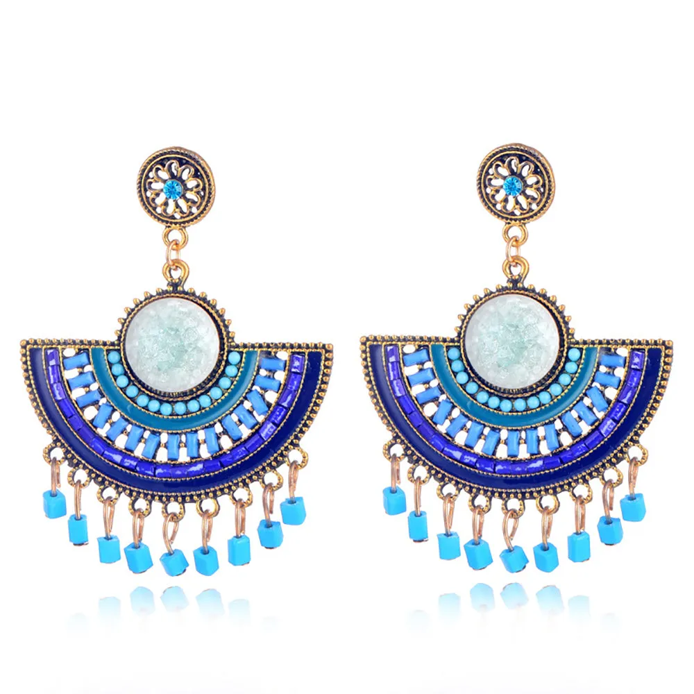 5 Pairs Lot Tassel Fan-Shape Earrings Wholesale Women Fashion Charm Jewelry