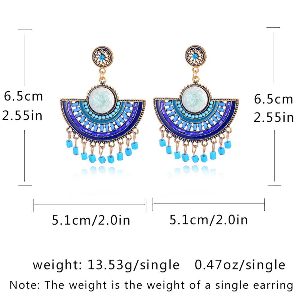 5 Pairs Lot Tassel Fan-Shape Earrings Wholesale Women Fashion Charm Jewelry
