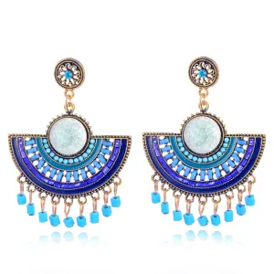5 Pairs Lot Tassel Fan-Shape Earrings Wholesale Women Fashion Charm Jewelry