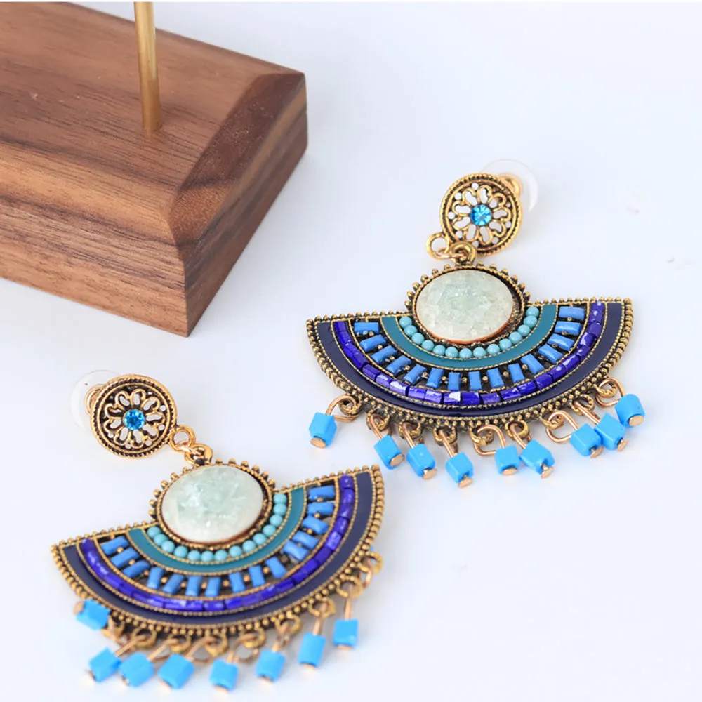 5 Pairs Lot Tassel Fan-Shape Earrings Wholesale Women Fashion Charm Jewelry