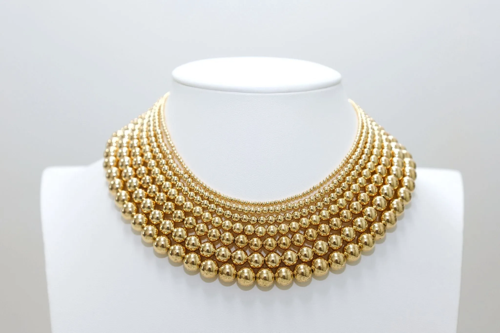 7MM | Anti-Tarnish Gold-Filled classic Ball Beaded Choker/Necklace
