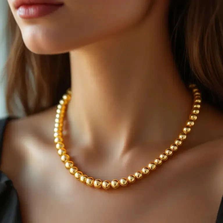 7MM | Anti-Tarnish Gold-Filled classic Ball Beaded Choker/Necklace