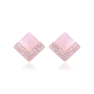 925 Sterling Silver Diamond Shaped V Layer Stoned Earrings For Women