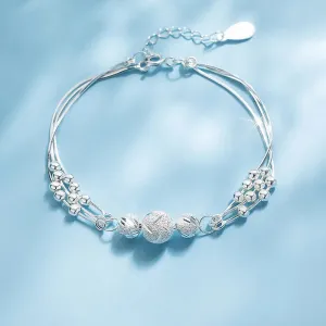 925 Sterling Silver Round Bead Charm Bracelet Bangle For Women Girls Party Bohemian Fashion Jewelry
