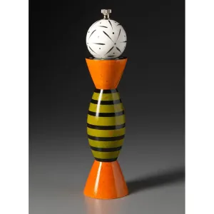 Aero AE-8 in Orange, Green, Black, and White Wooden Salt Shaker or Pepper Mill Grinder by Robert Wilhelm of Raw Design