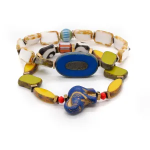 African Beads & Lucky Elephant Colorful Bracelet Set