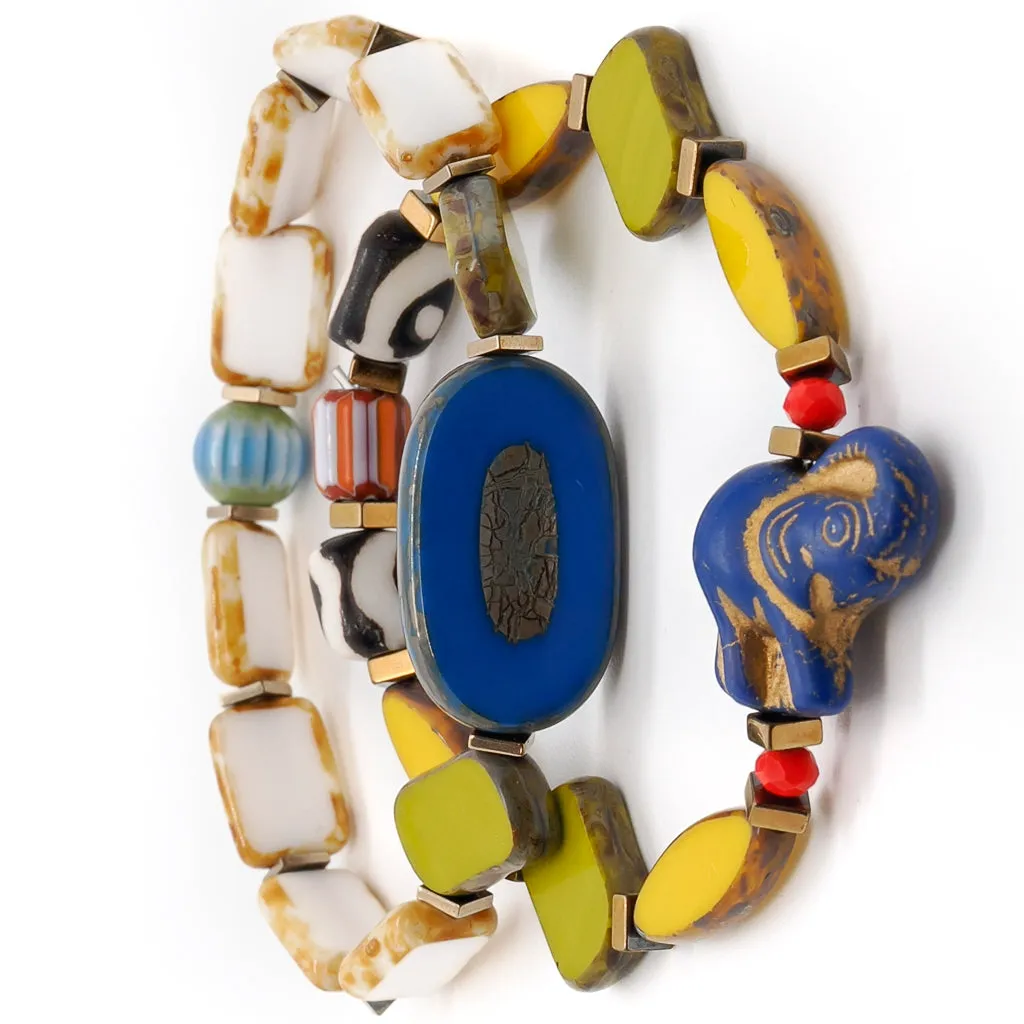 African Beads & Lucky Elephant Colorful Bracelet Set