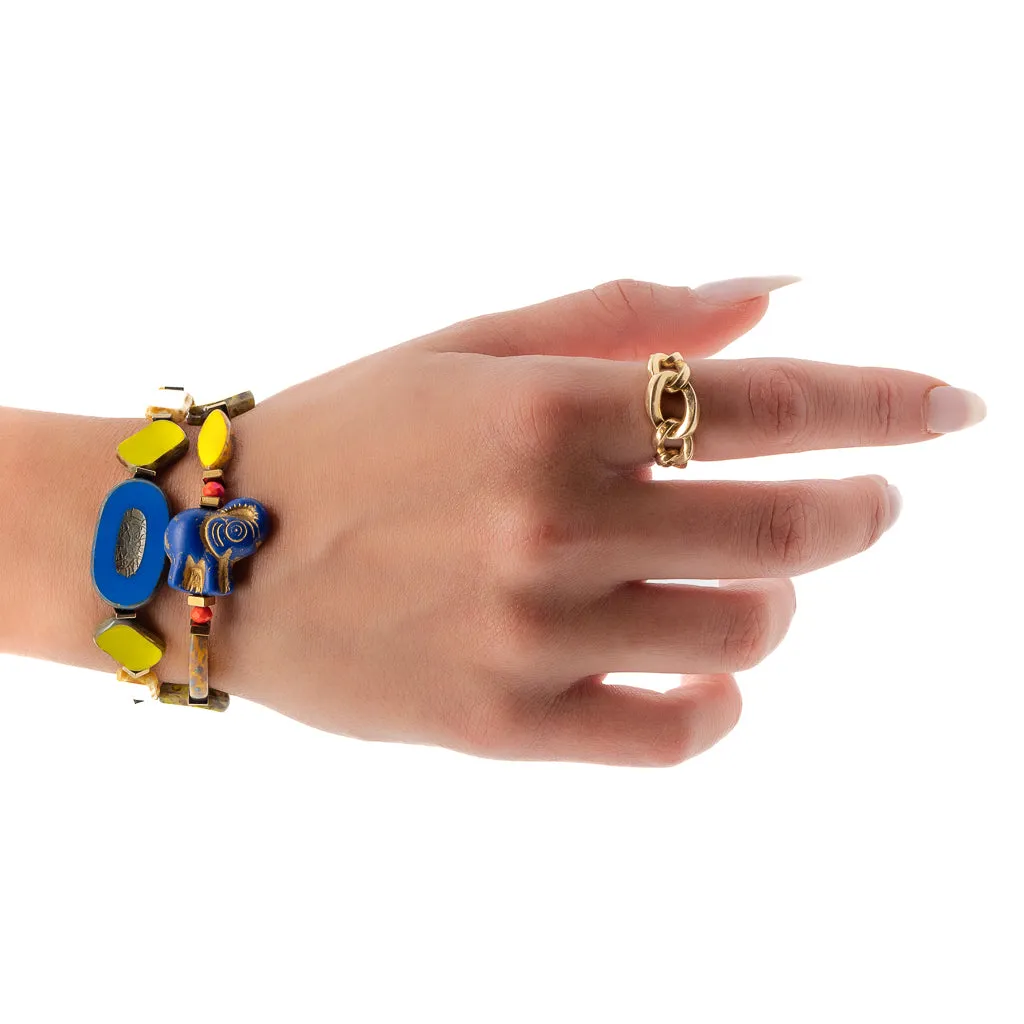 African Beads & Lucky Elephant Colorful Bracelet Set