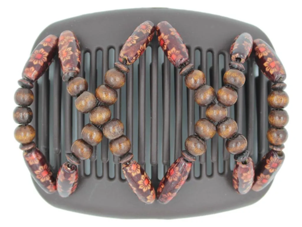 African Butterfly Hair Comb - Beada Brown 171