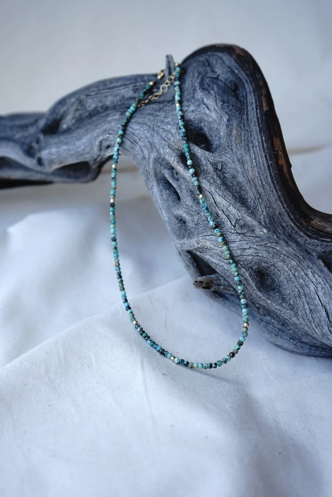 African Turquoise & Goldfill Bead Necklace
